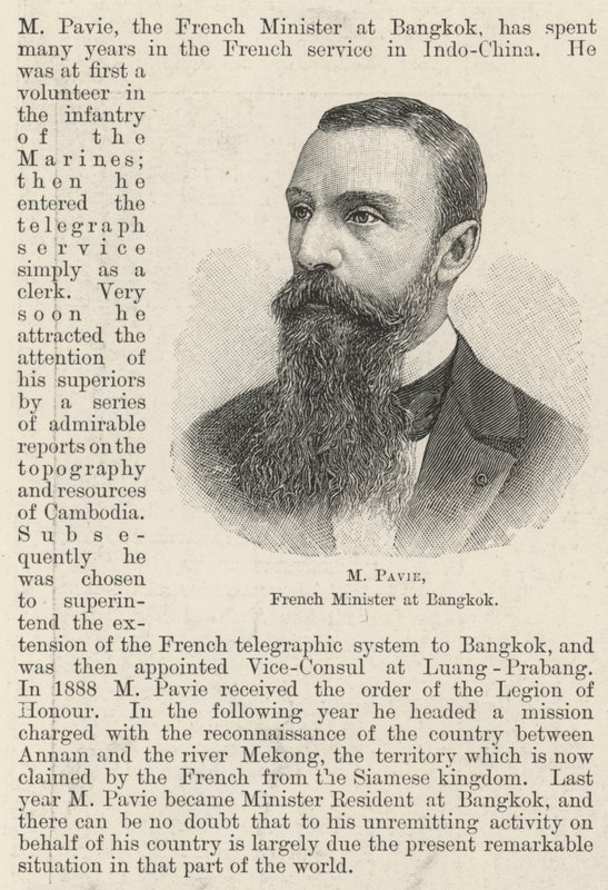 M Pavie, französischer Minister in Bangkok (Gravur) von English School