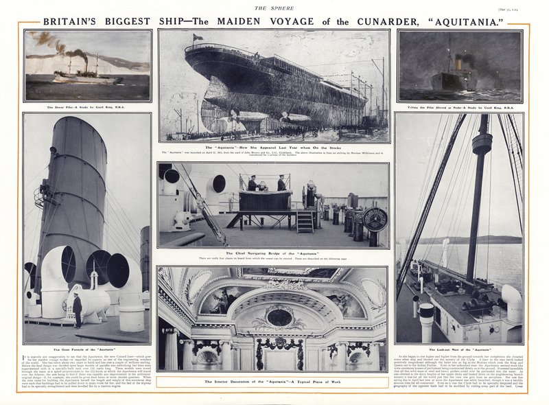 Jungfernfahrt des Cunard-Liners Aquitania, 1914 von English School