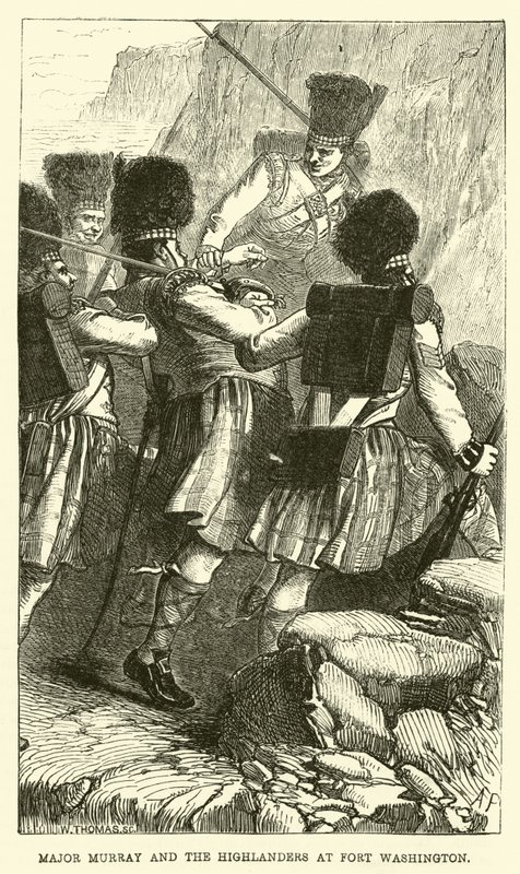 Major Murray und die Highlander in Fort Washington von English School