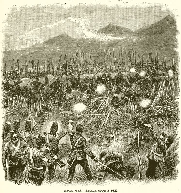 Maori-Krieg: Angriff auf ein Pah von English School