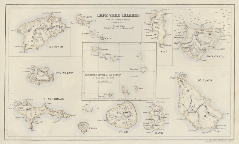 Karte: Kapverdische Inseln, aus der Admiralty Survey von English School