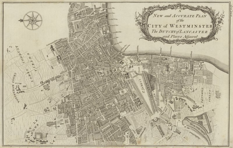 Karte der City of Westminster und des Herzogtums Lancaster, London von English School