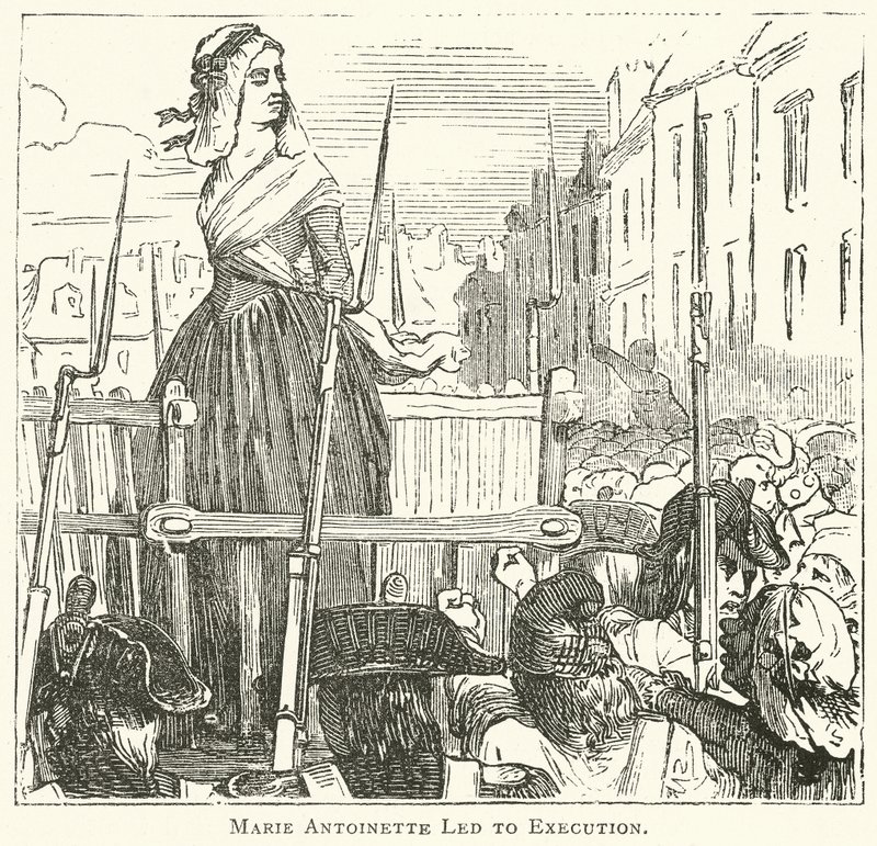 Marie Antoinette auf dem Weg zur Hinrichtung (Gravur) von English School