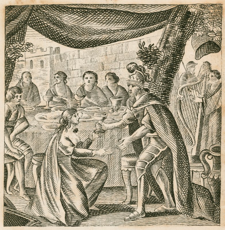 Hochzeit von Vortigern und Rowena, 5. Jahrhundert (Gravur) von English School