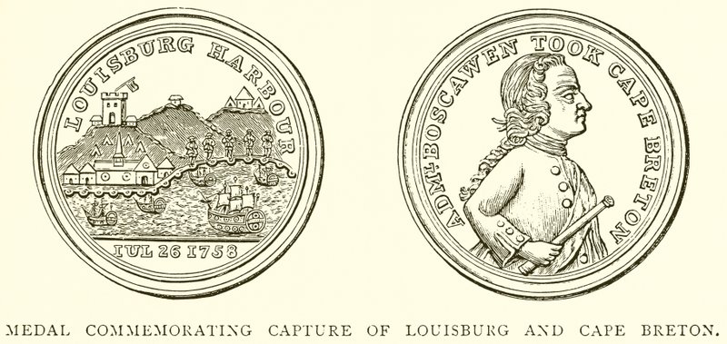 Medaille zur Erinnerung an die Eroberung von Louisburg und Cape Breton von English School