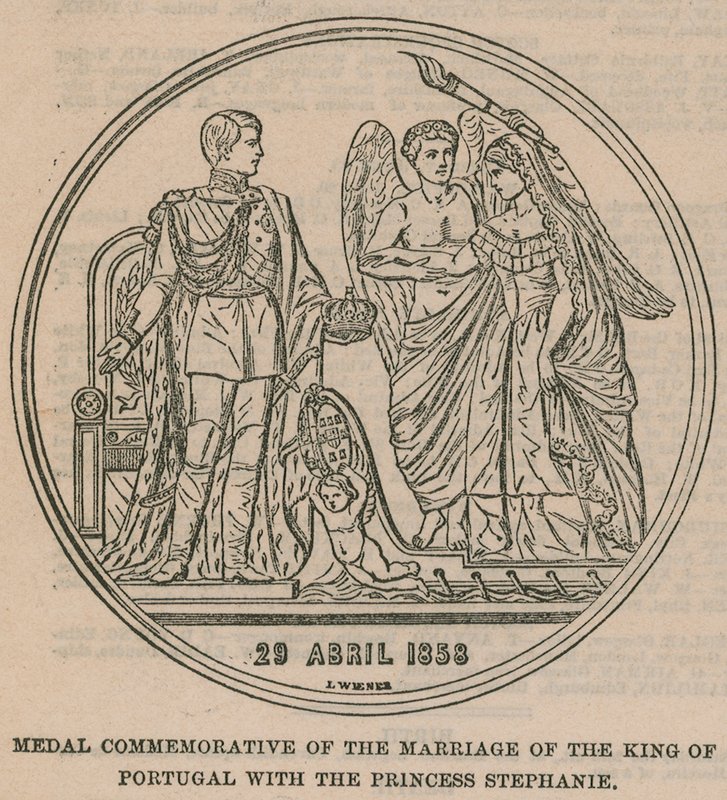 Medaille zur Erinnerung an die Hochzeit des Königs von Portugal mit Prinzessin Stephanie von English School