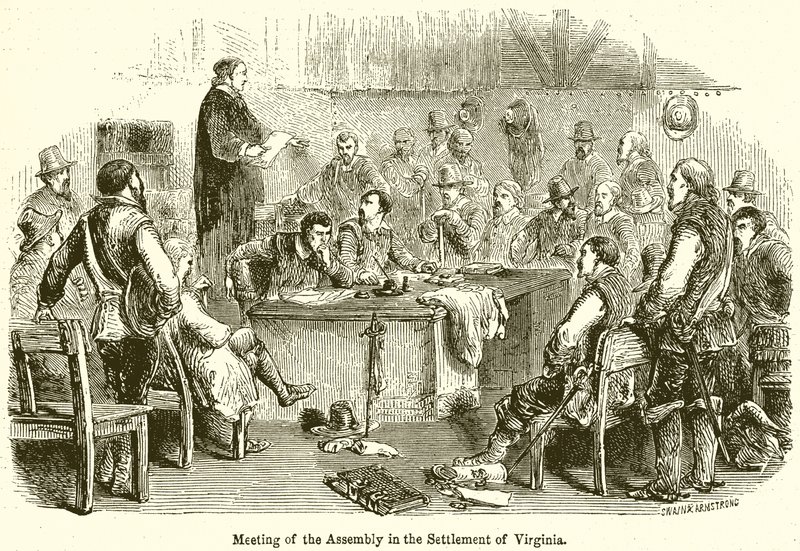 Versammlung im Siedlungsgebiet von Virginia von English School