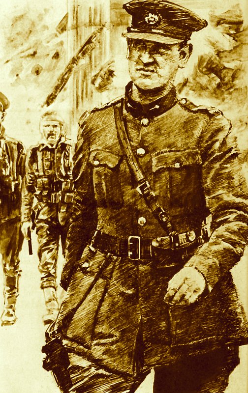 Michael Collins, Anführer der Rebellen im Osteraufstand in Irland, 1916 von English School