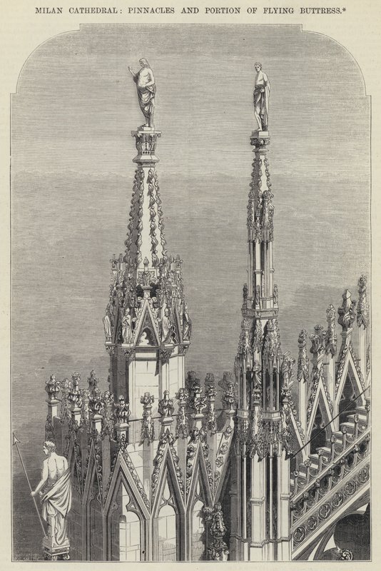 Mailänder Dom, Spitzen und Teil des Strebebogens (Gravur) von English School