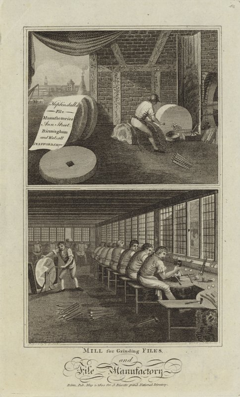 Mühle zum Schleifen von Feilen und Feilenfabrik von English School