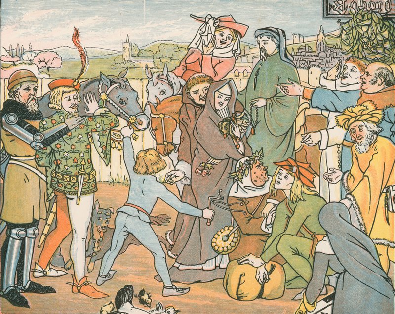 Der Wirt versammelt die Canterbury-Pilger von English School