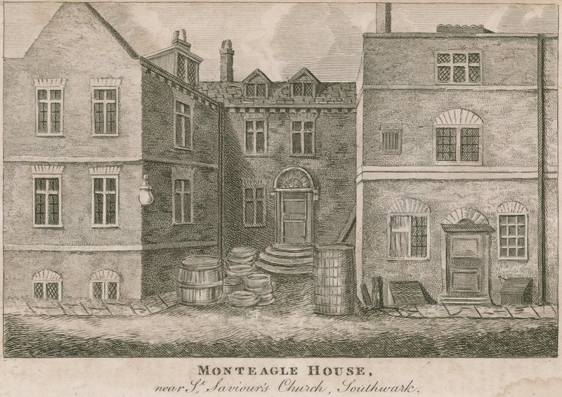 Monteagle House, in der Nähe der St. Saviours Kirche, Southwark, London von English School