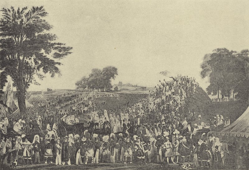 Montem-Zeremonie in Salt Hill, 1838 (Gravur) von English School