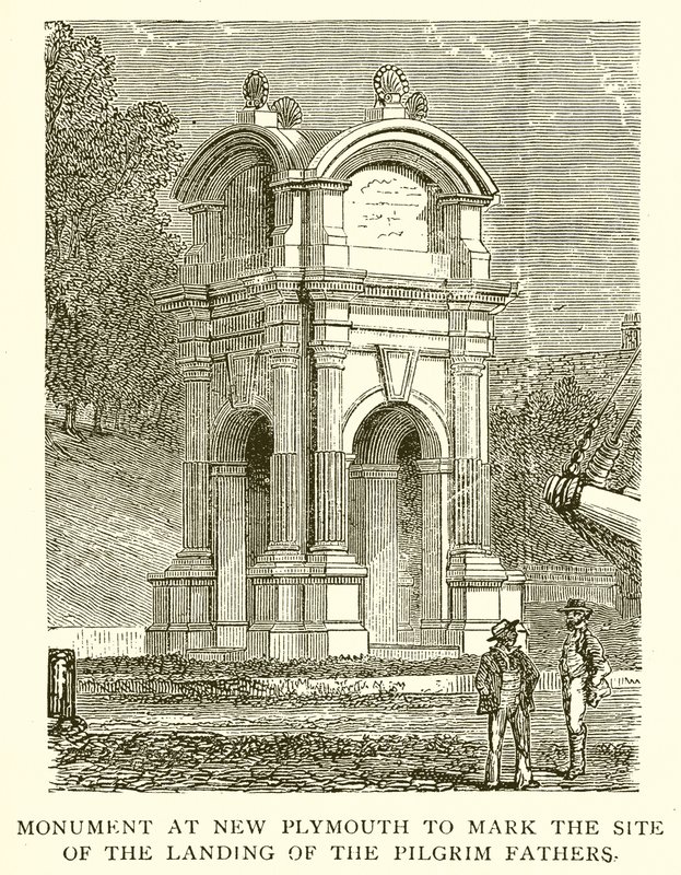 Denkmal in New Plymouth zur Markierung des Landeplatzes der Pilgerväter von English School