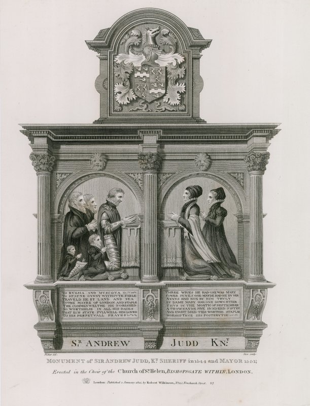 Denkmal für Sir Andrew Judd, Sheriff und Bürgermeister, in St. Helens Bishopsgate, London von English School