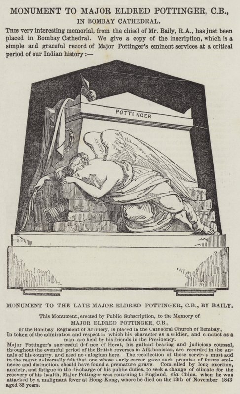 Denkmal für den verstorbenen Major Eldred Pottinger, CB, von Baily (Stich) von English School