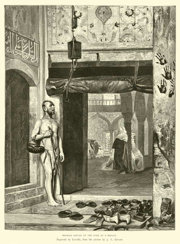 Maurischer Santon an der Tür einer Moschee von English School