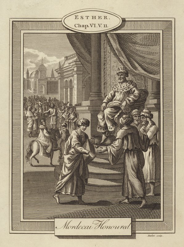 Mordechai geehrt, Esther, Kapitel VI, Vers 11 von English School