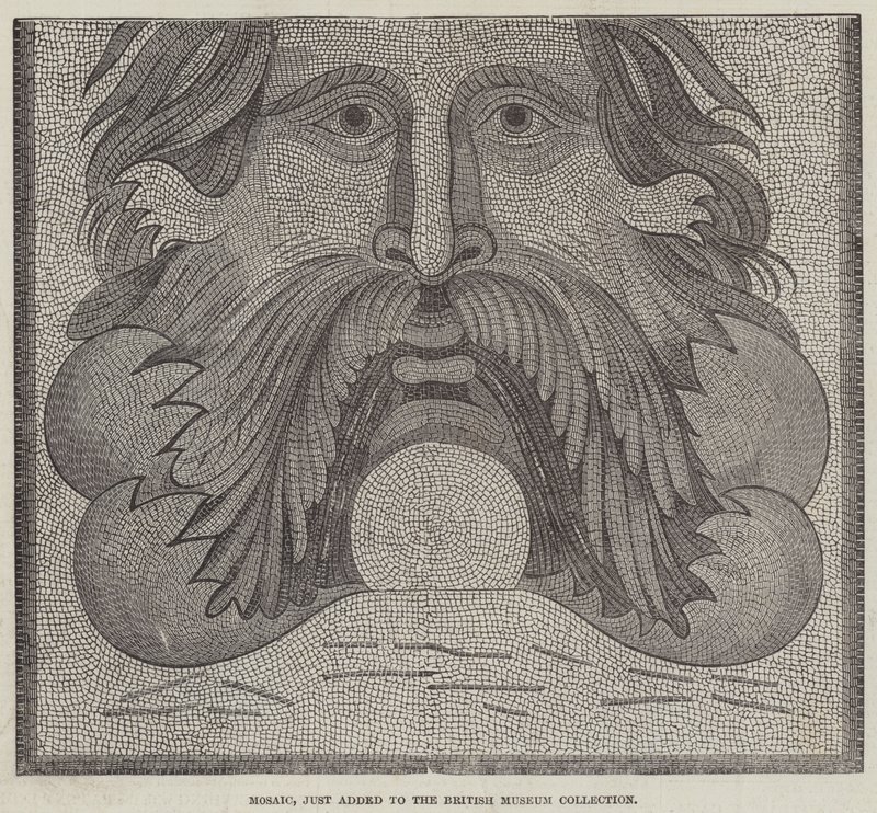 Mosaik, gerade zur Sammlung des British Museum hinzugefügt (Gravur) von English School