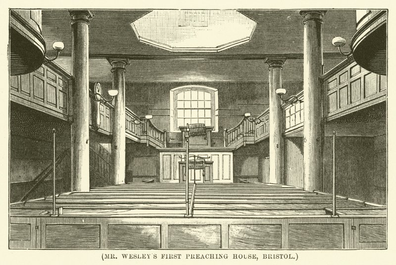 Mr. Wesleys erstes Predigthaus, Bristol (Gravur) von English School