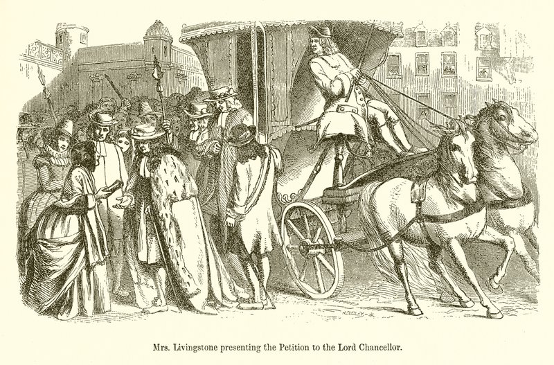 Mrs. Livingstone überreicht die Petition dem Lordkanzler von English School