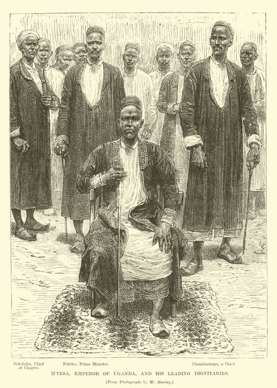 Mtesa, Kaiser von Uganda, und seine führenden Würdenträger von English School