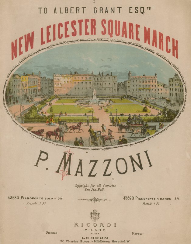 Musikpartitur für New Leicester Square March von P. Mazzoni von English School