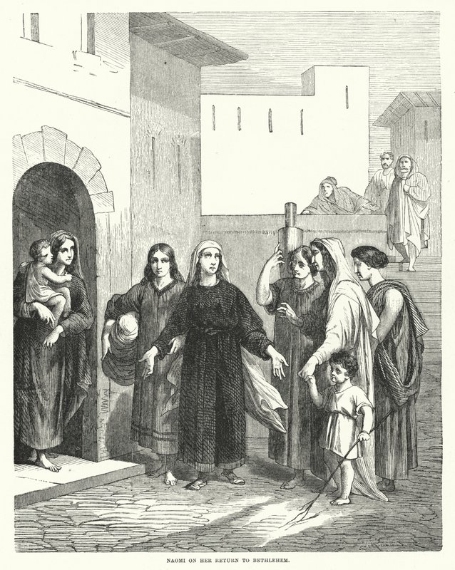 Naomi bei ihrer Rückkehr nach Bethlehem (Gravur) von English School