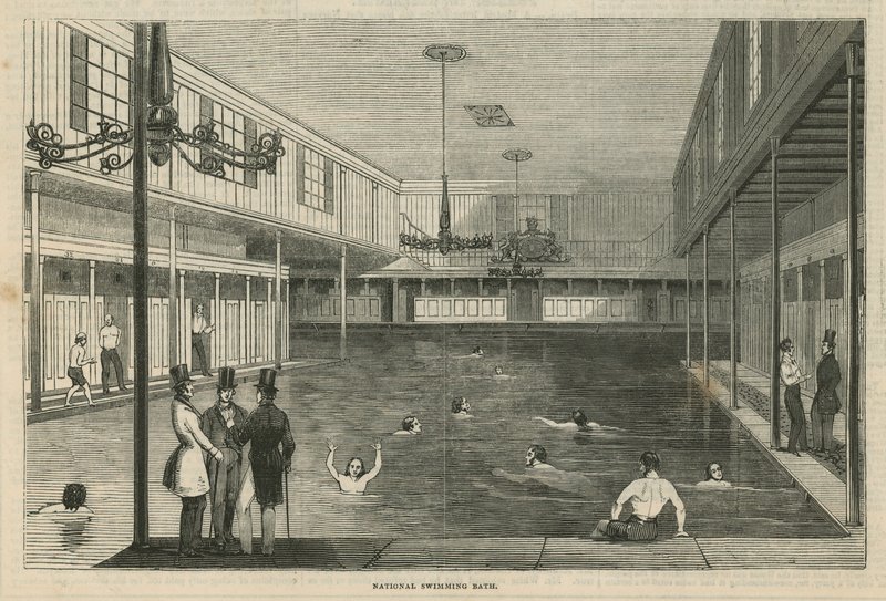 Nationales Schwimmbad (Gravur) von English School