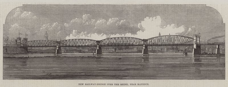 Neue Eisenbahnbrücke über den Rhein, in der Nähe von Mainz von English School
