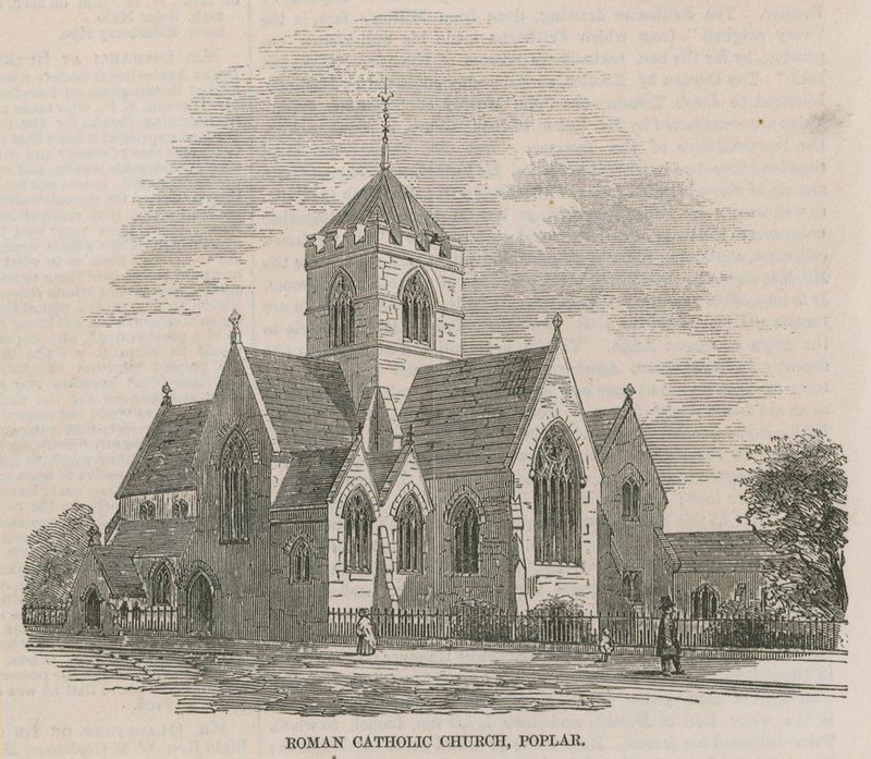 Neue römisch-katholische Kirche in der Nähe der West India Docks von English School