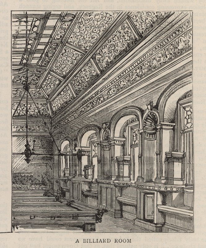 Neubau des Constitutional Club in der Northumberland Avenue: Ein Billardzimmer von English School