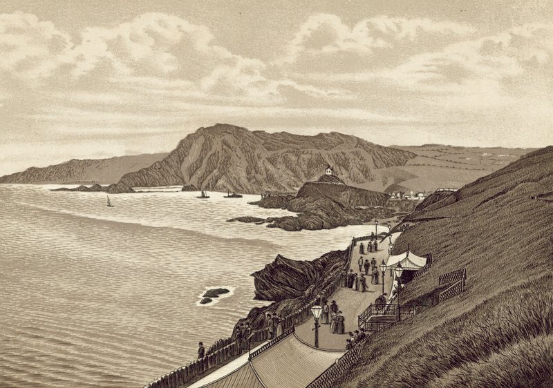 Nord-Devon: Laternenhügel und Hillsboro, Ostparade (Litho) von English School