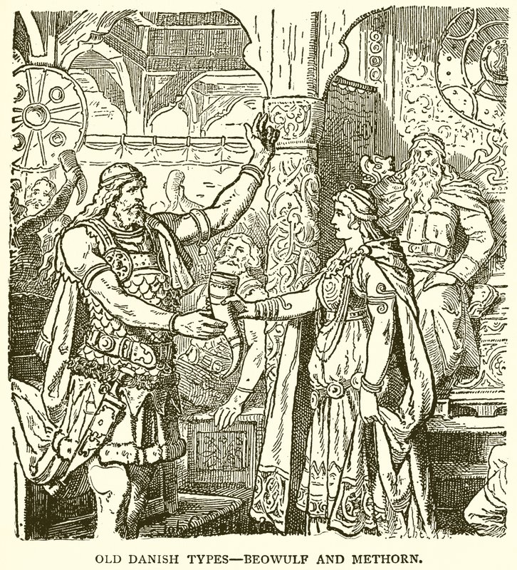 Alte dänische Typen--Beowulf und Methorn von English School