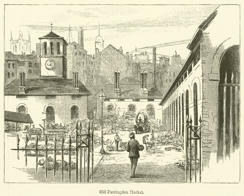 Alter Farringdon-Markt (Gravur) von English School