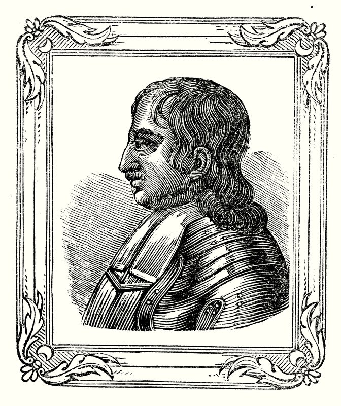 Oliver Cromwell wurde 1599 geboren, 1653 zum Protektor ernannt und starb 1658 (Gravur) von English School