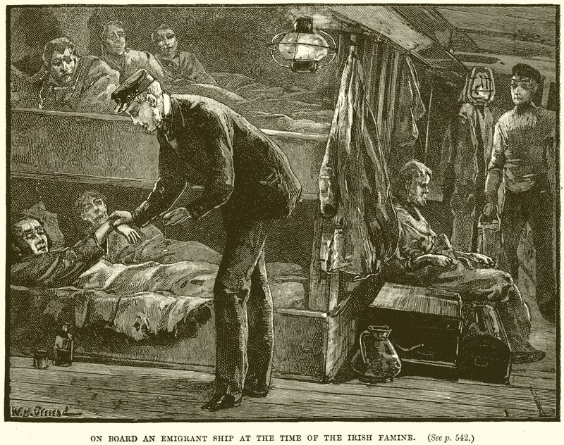 An Bord eines Auswandererschiffs zur Zeit der irischen Hungersnot von English School