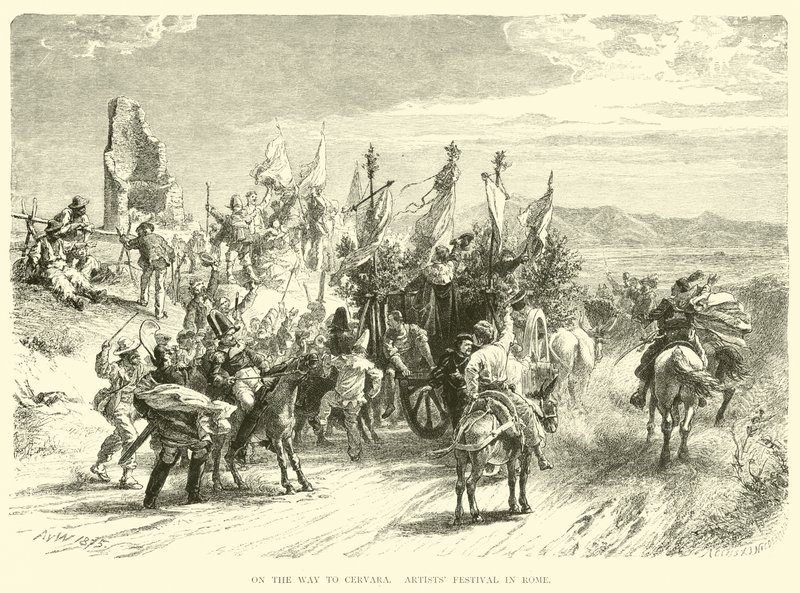 Auf dem Weg nach Cervara, Künstlerfest in Rom von English School