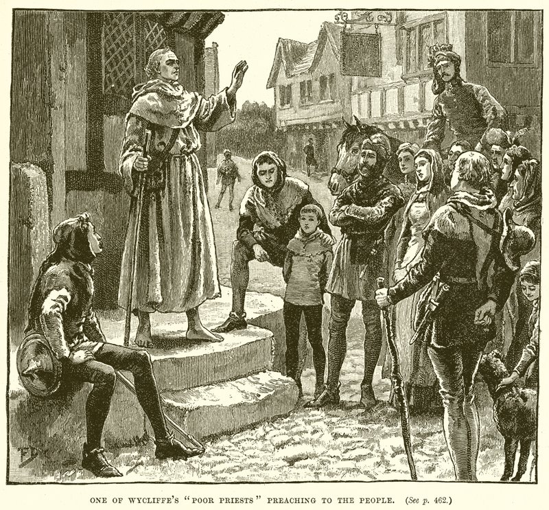 Einer von Wycliffes armen Priestern predigt dem Volk von English School