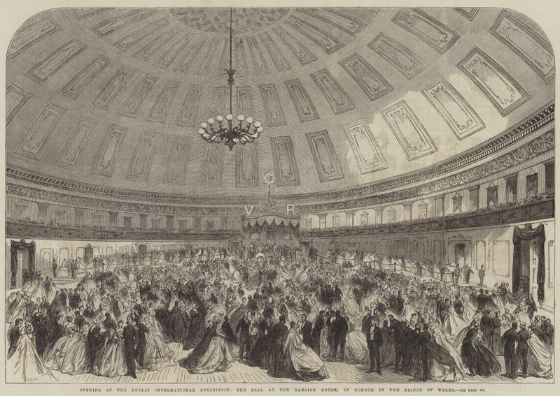 Eröffnung der Dubliner Internationalen Ausstellung, der Ball im Mansion House zu Ehren des Prinzen von Wales (Stich) von English School