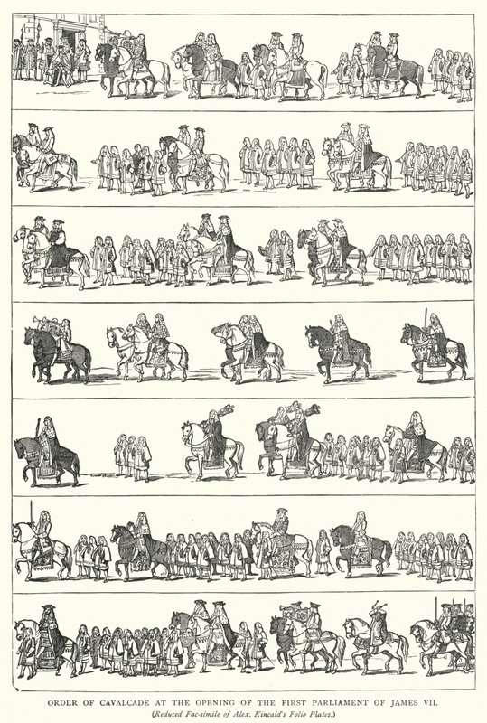 Ordnung des Kavalkade bei der Eröffnung des ersten Parlaments von James VII von English School