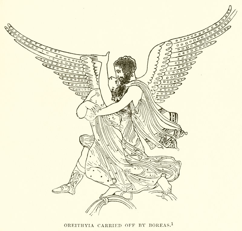 Oreithyia wird von Boreas entführt von English School