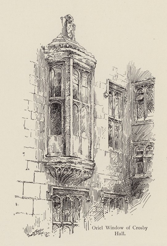Oriel-Fenster der Crosby Hall, gegenüber von Great St Helen