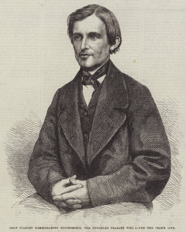 Ossip Ivanoff Kommissaroff Kostromskoi, der geadelte Bauer, der das Leben des Zaren rettete (Gravur) von English School