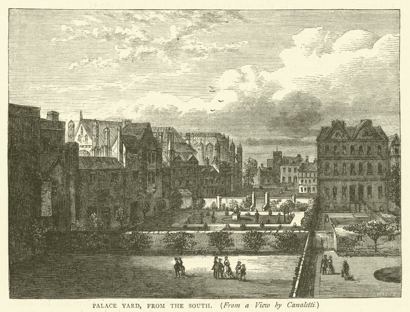 Palace Yard, von Süden, nach einer Ansicht von Canaletti von English School