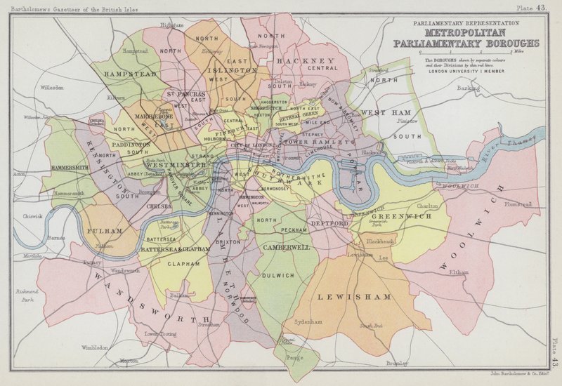 Parlamentarische Vertretung, Metropolitane Parlamentsbezirke von English School