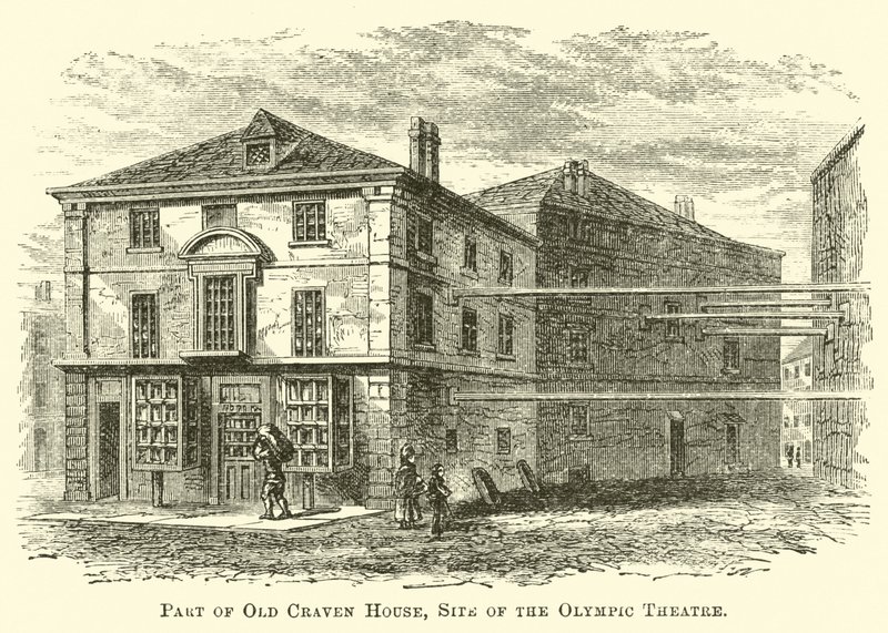 Teil des alten Craven House, Standort des Olympic Theatre von English School