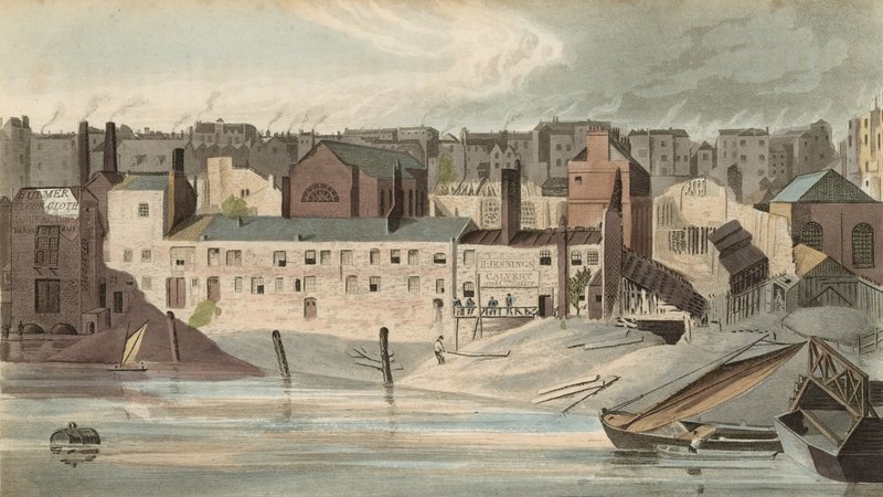 Ein Teil der Ruinen des Savoy im Jahr 1816 von English School