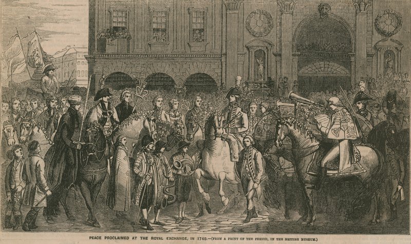 Friedensverkündung an der Royal Exchange im Jahr 1748 von English School