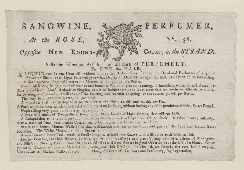 Parfümeure, Sangwine, Visitenkarte von English School